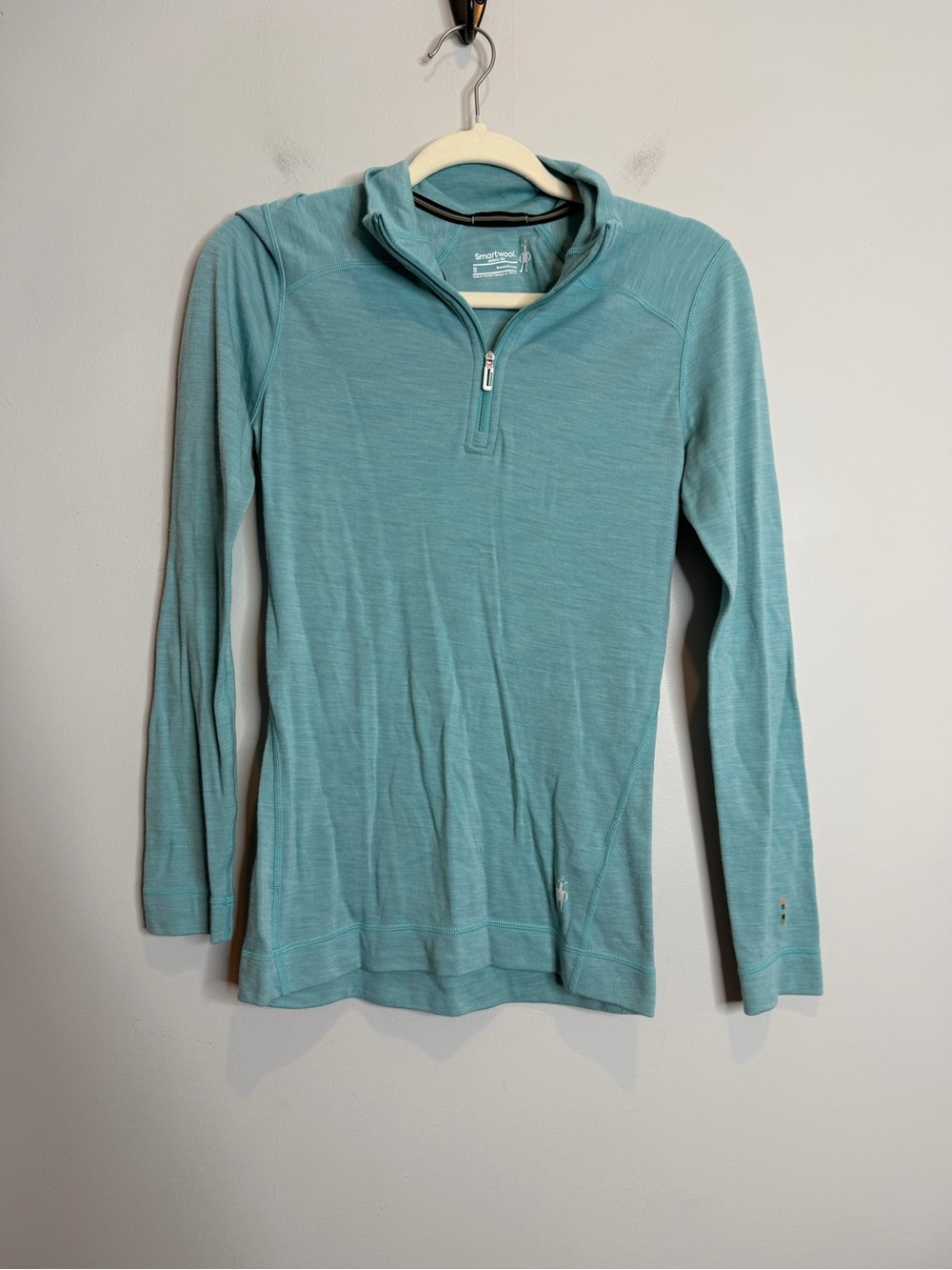 Smartwool Merino 250 Women’s Small Blue Quarter Zip Base Layer Pullover Hiking
